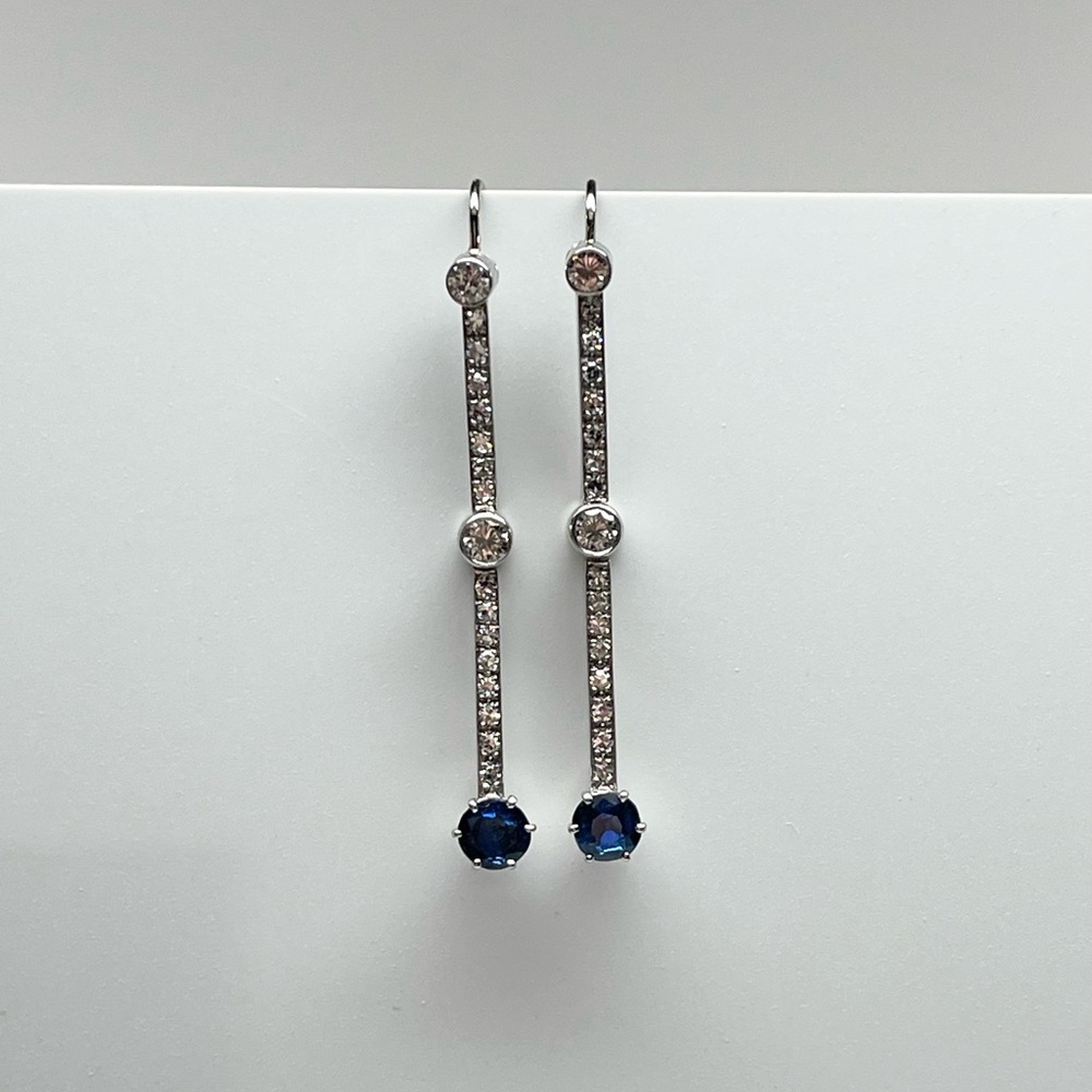 Platinum, Diamond and Sapphire Earrings Manufactured by Mellerio